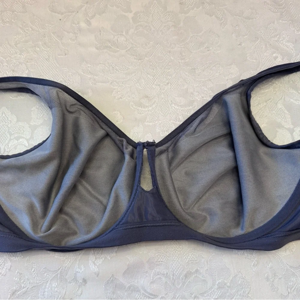 Soma Bra 38DD‎ Unbelievable Lift Scoop Balconette Blue Sheer Unlined Underwire